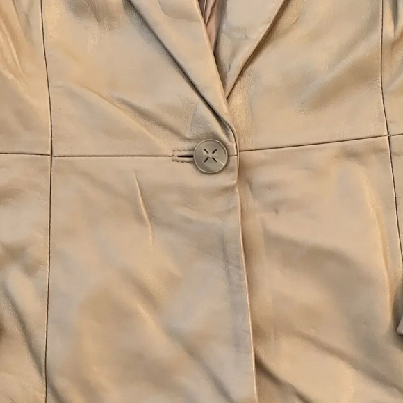 JLC New York Women’s Leather Jacket Blazer Size Small One Button Camel Brown - Picture 3 of 12